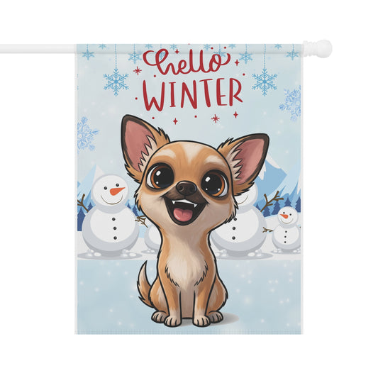 Chihuahua Hello Winter Garden Banner