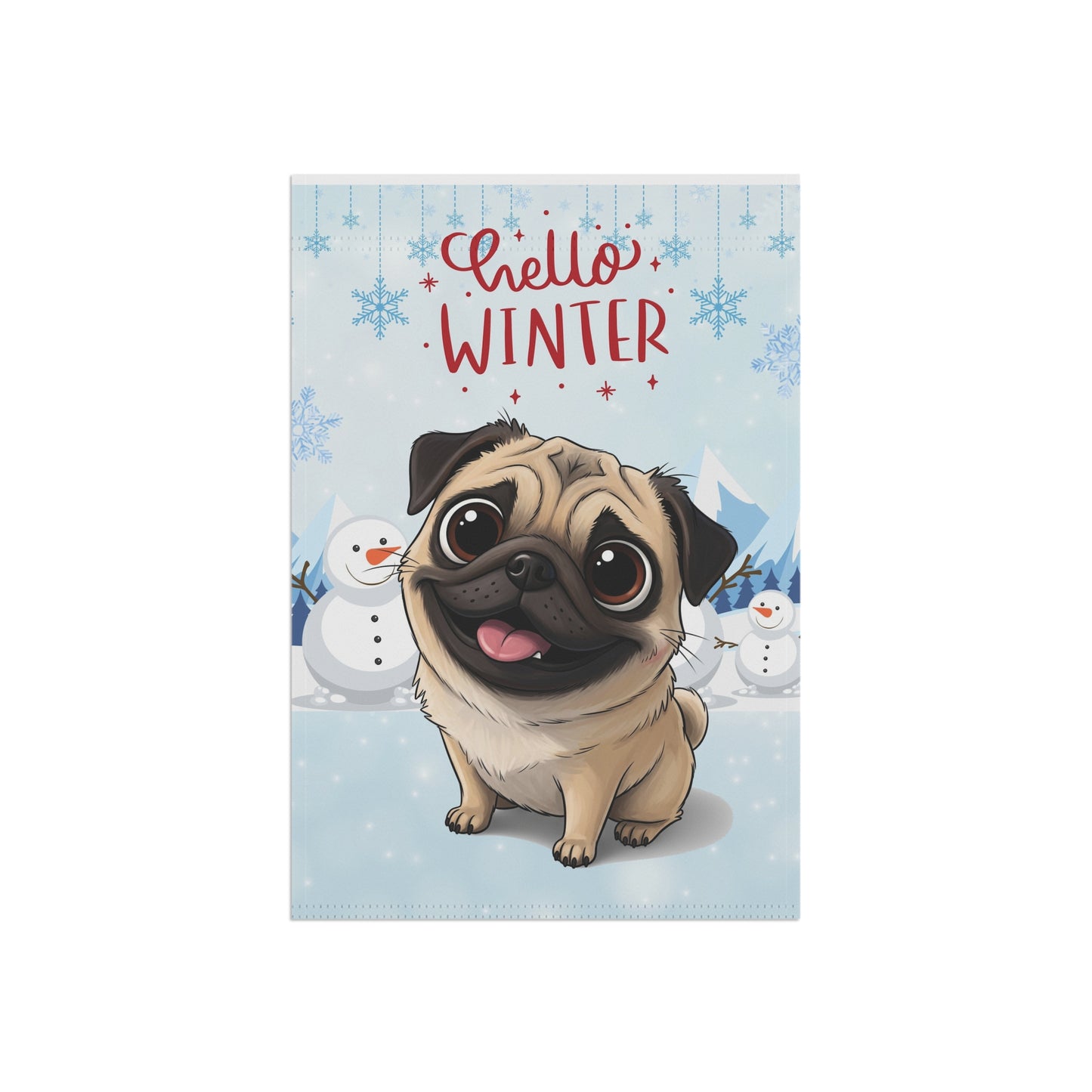 Pug Hello Winter Garden Banner
