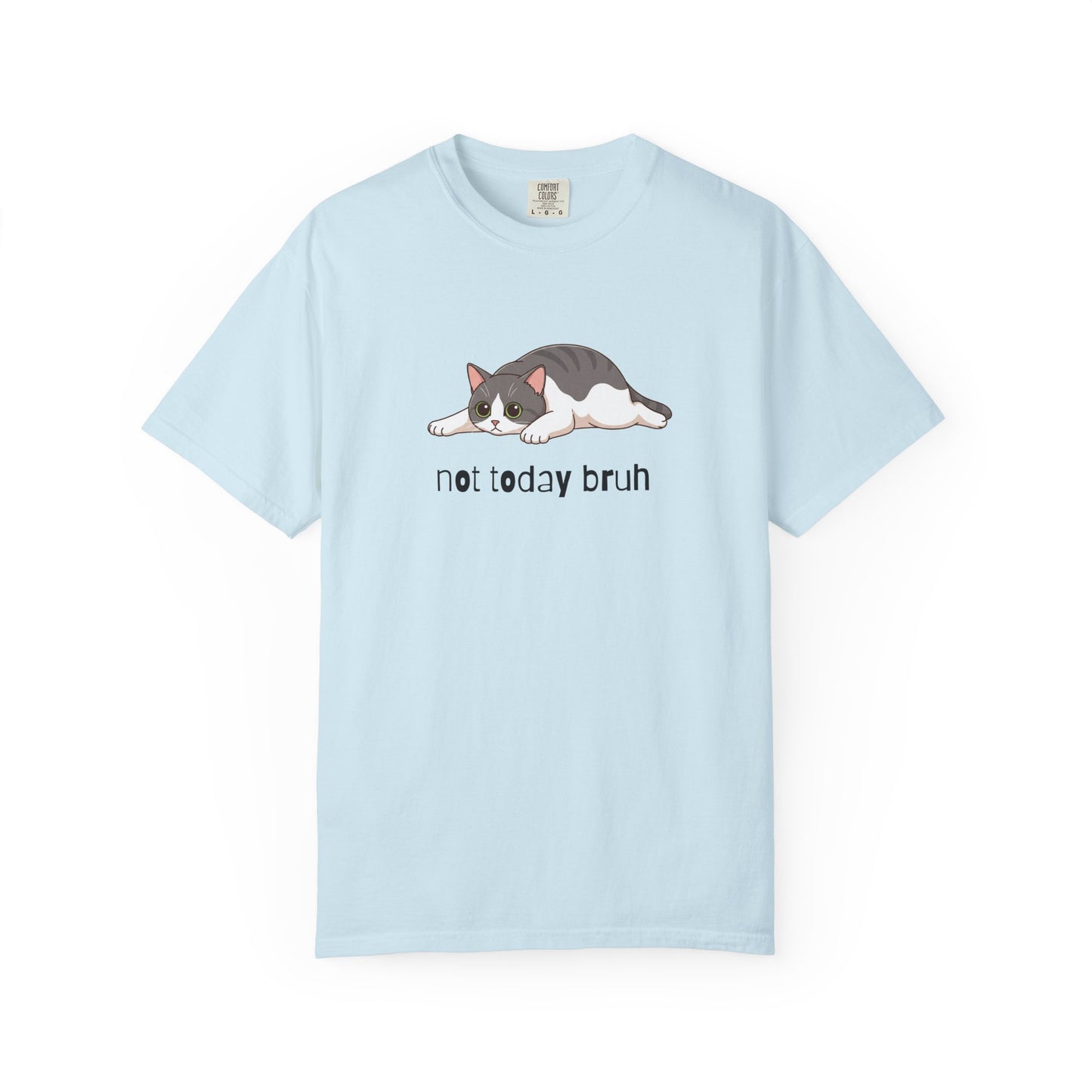 Short hair bi-color gray cat Not Today Bruh T-Shirt