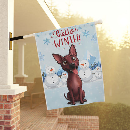 Hairless Dog Hello Winter Garden Banner