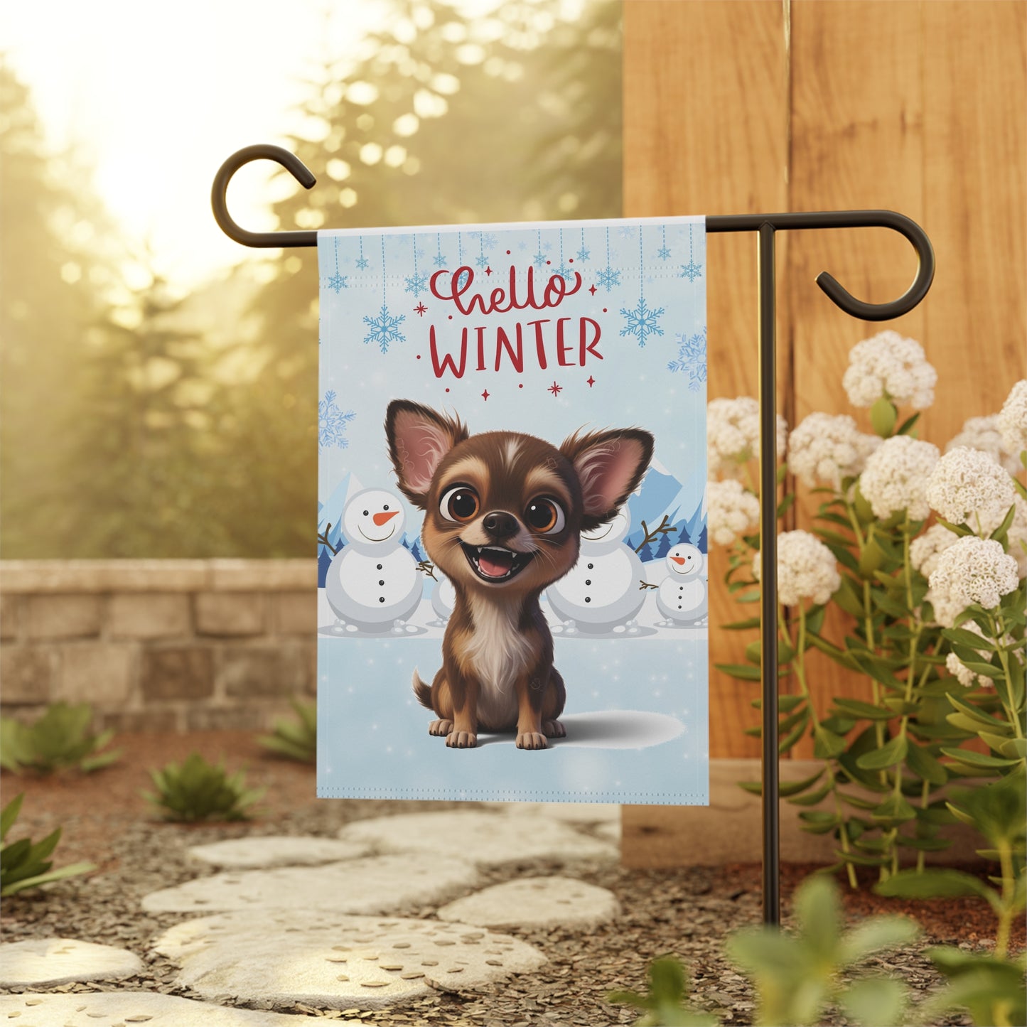 Chihuahua Hello Winter Garden Banner