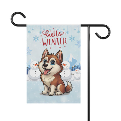 Husky Hello Winter Garden Banner