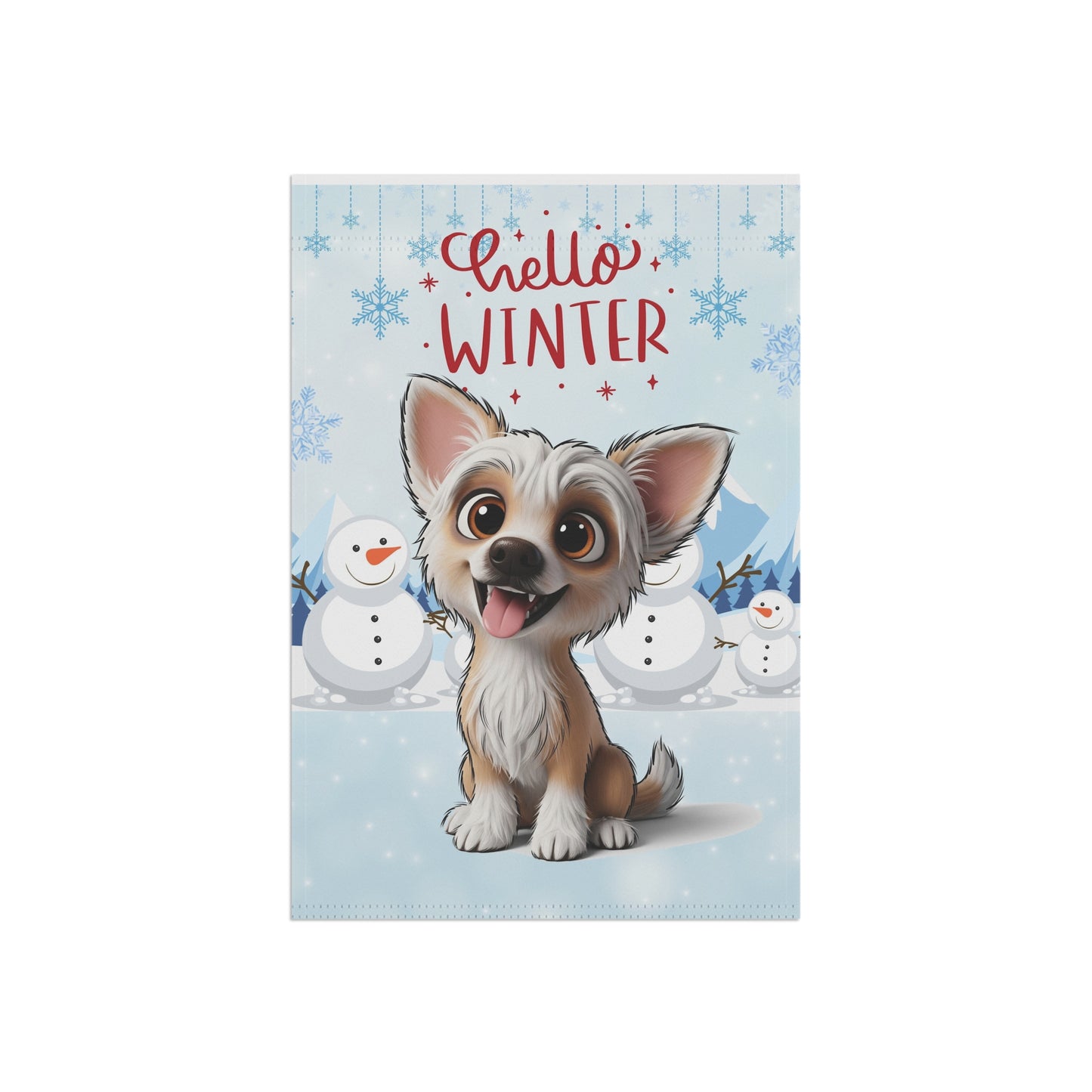 Chinese Crested Hello Winter Garden Banner