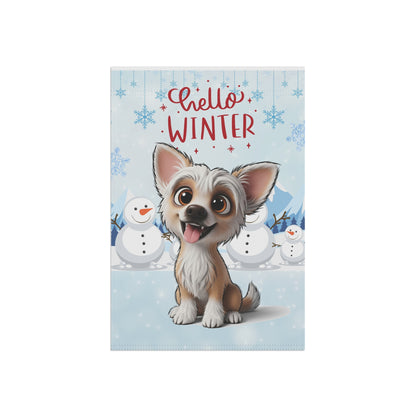 Chinese Crested Hello Winter Garden Banner