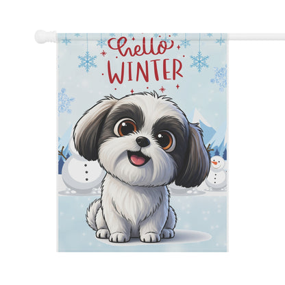Shih Tzu Hello Winter Garden Banner