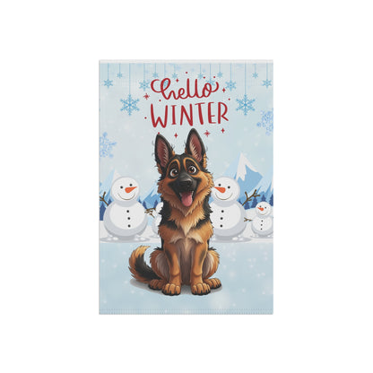 German Shepherd Hello Winter Garden Banner