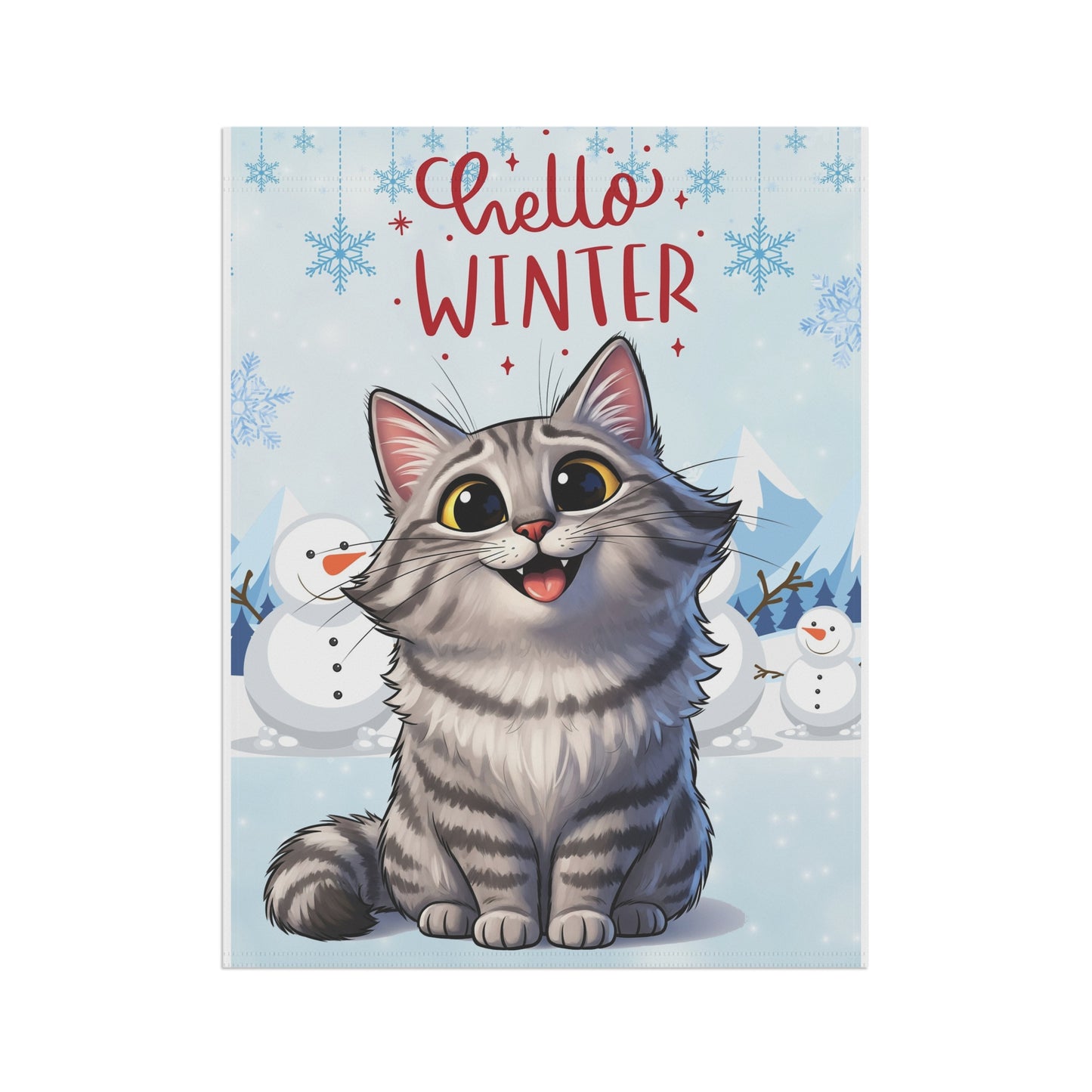 Siberian Cat Hello Winter Garden Banner