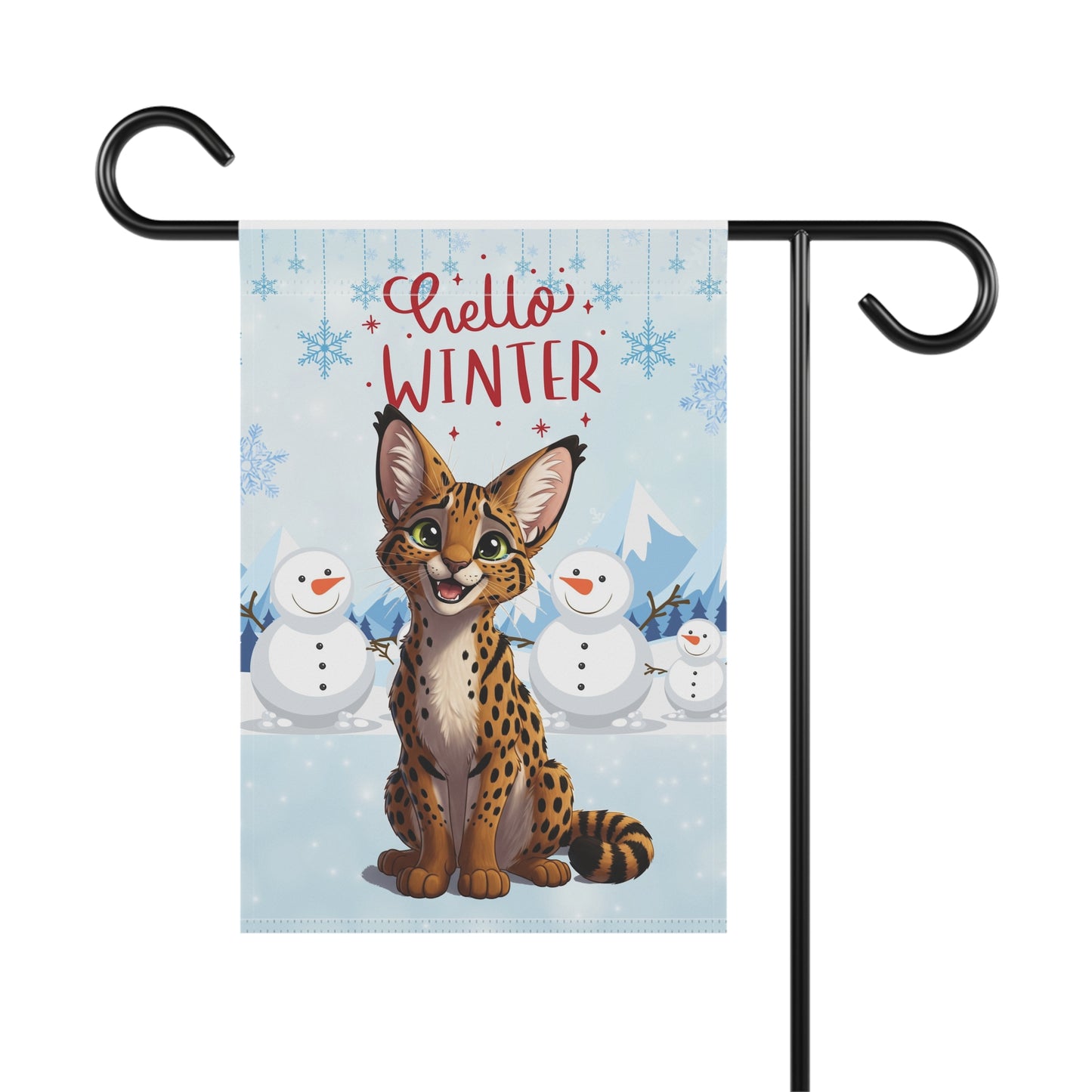 Savannah Cat Hello Winter Garden Banner