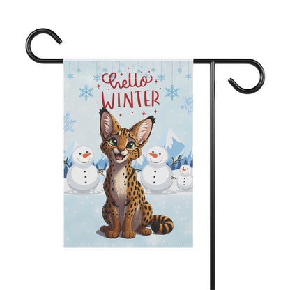 Savannah Cat Hello Winter Garden Banner