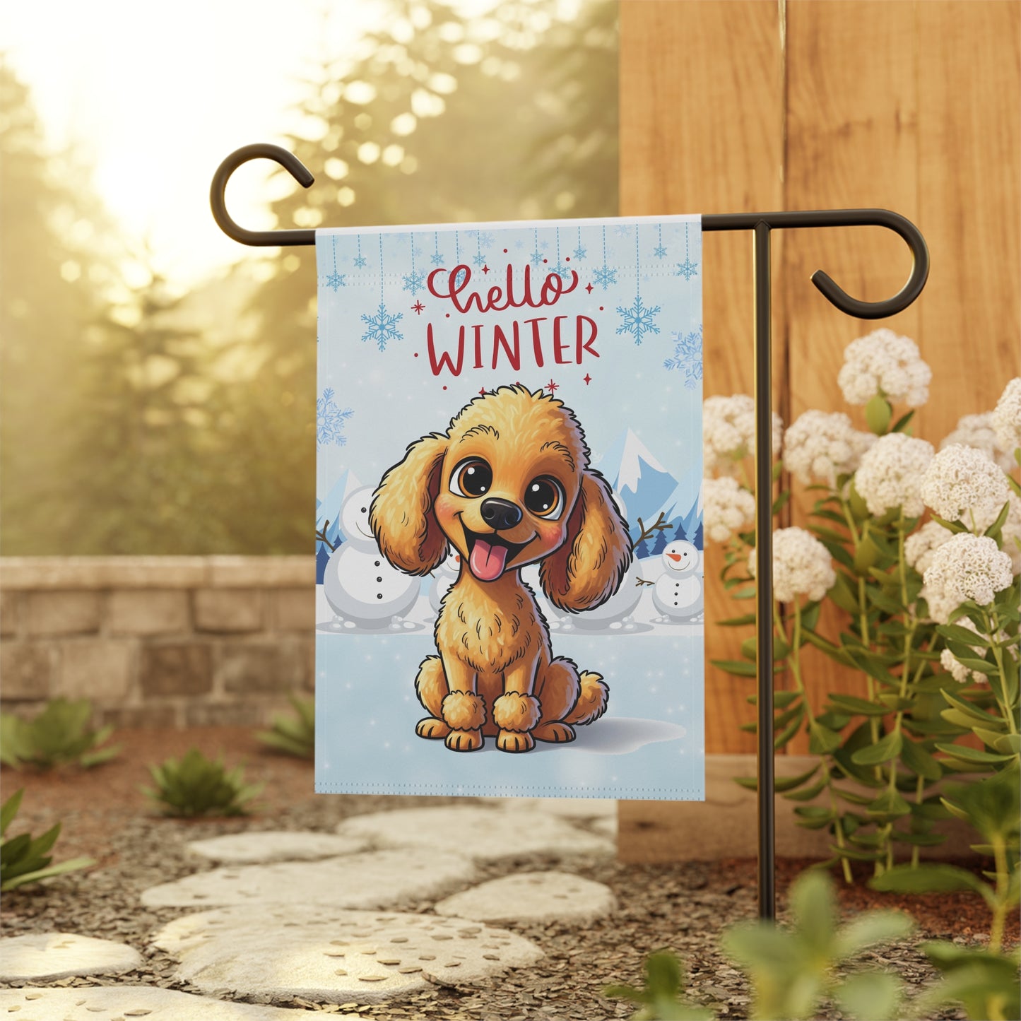 Poodle Hello Winter Garden Banner
