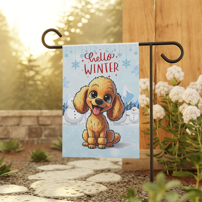 Poodle Hello Winter Garden Banner