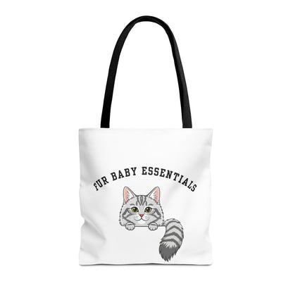 Long hair silver tabby cat FurBaby Tote Bag