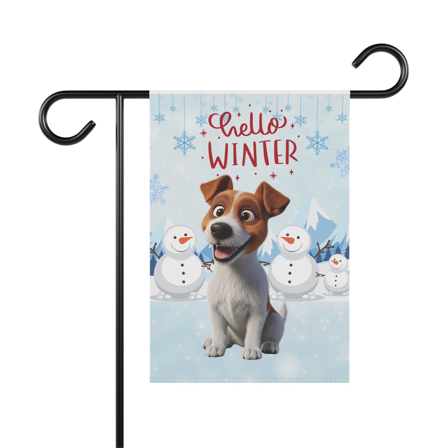 Jack Russell Hello Winter Garden Banner