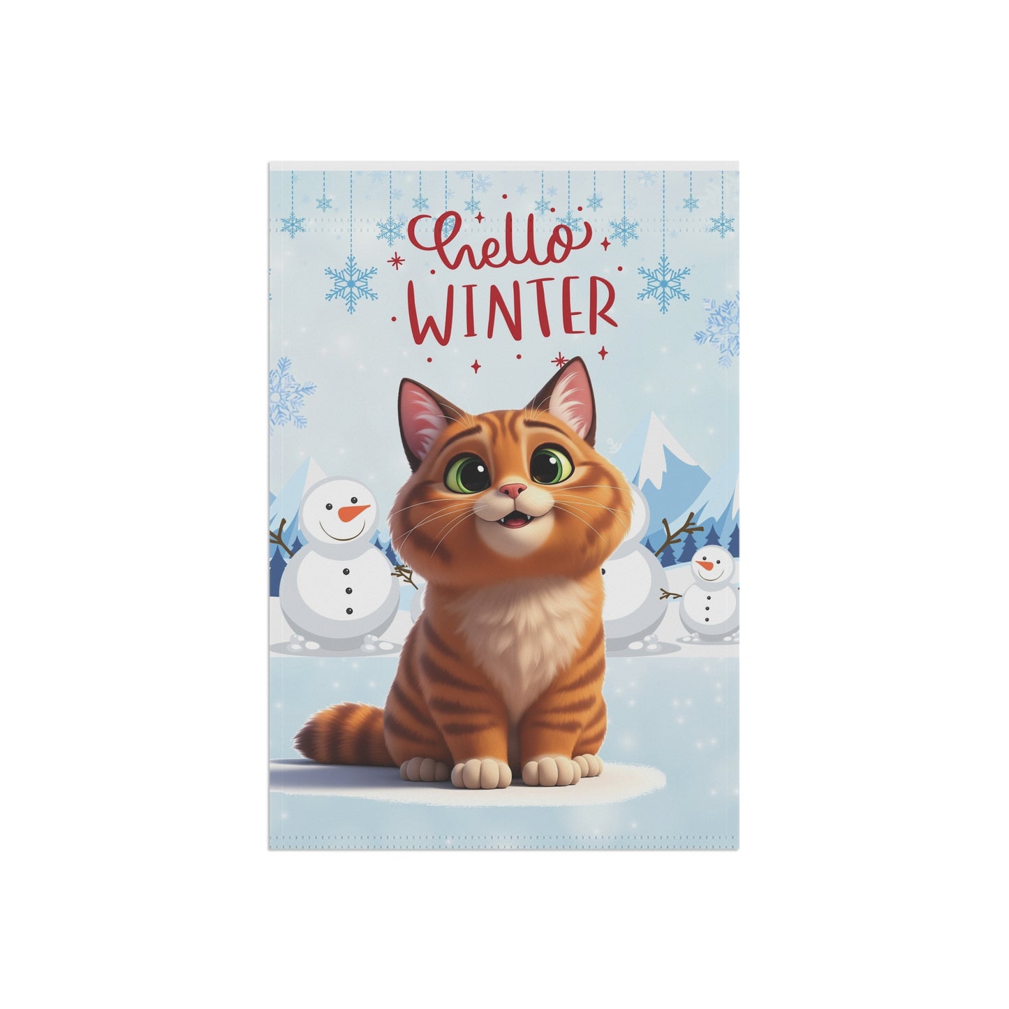 Short hair orange tabby cat Hello Winter Garden Banner