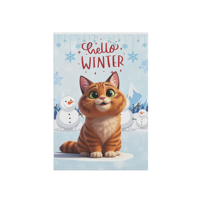 Short hair orange tabby cat Hello Winter Garden Banner