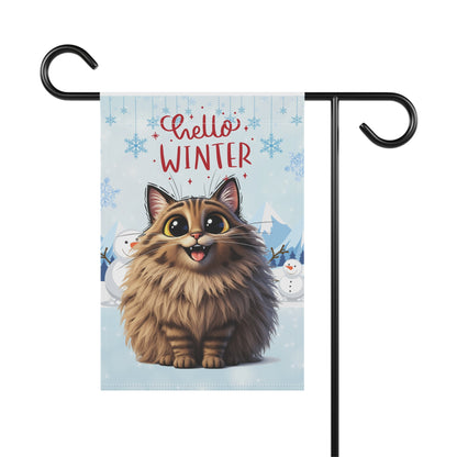 Siberian Cat Hello Winter Garden Banner