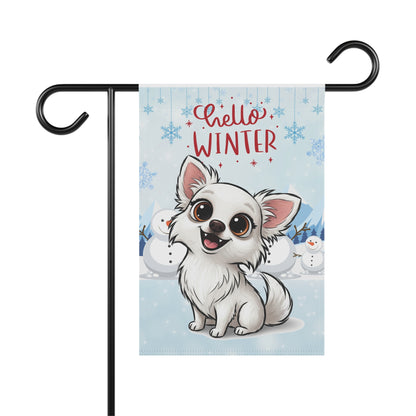 Chihuahua Hello Winter Garden Banner
