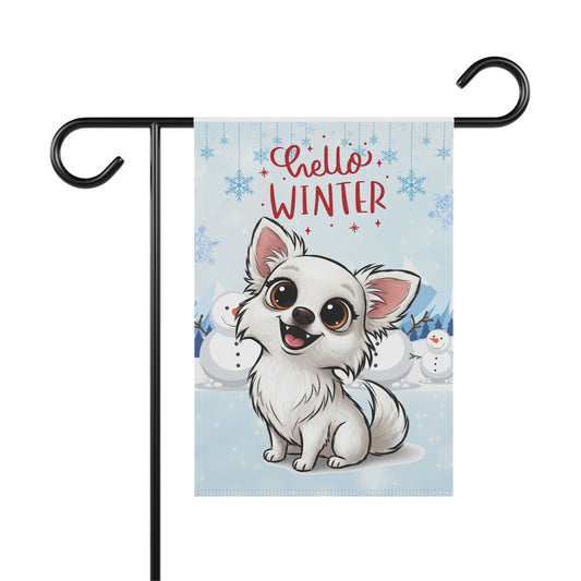 Chihuahua Hello Winter Garden Banner