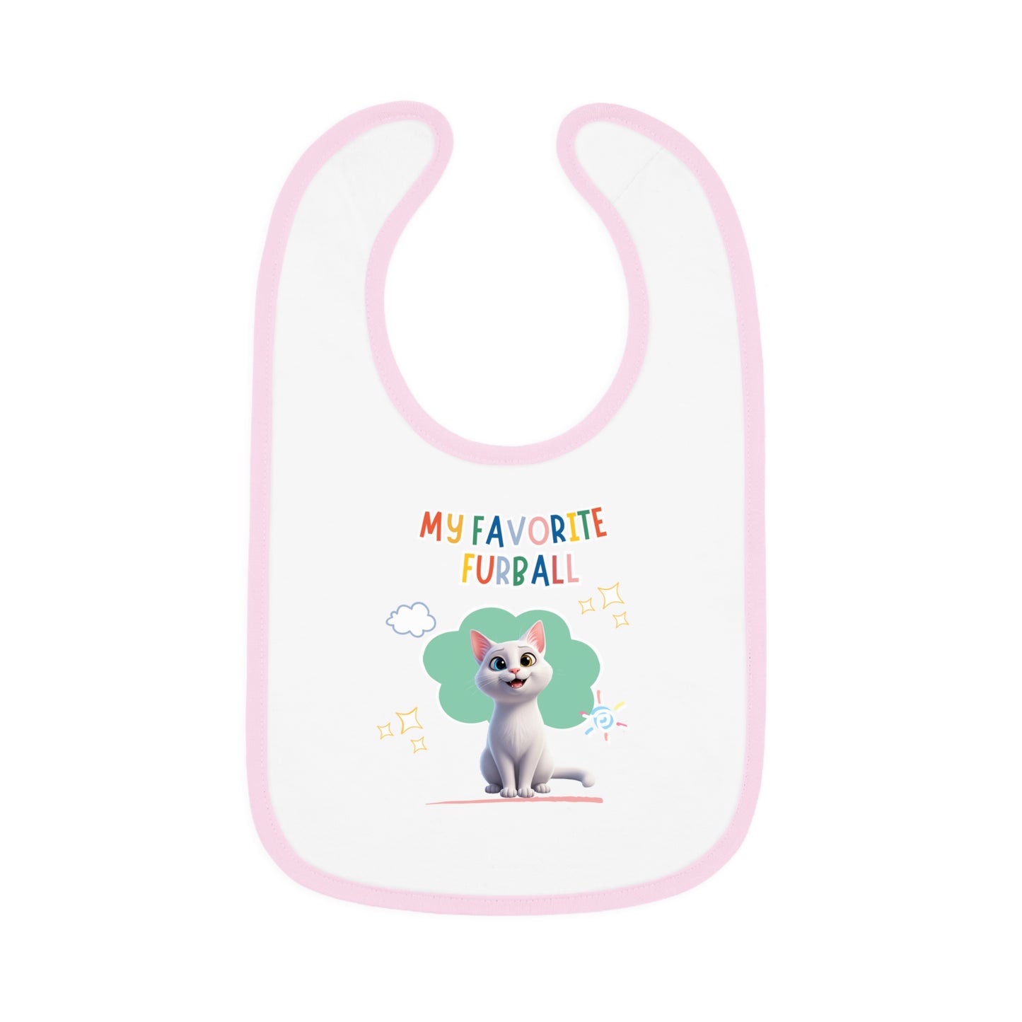 Shorthair White Cat Favorite Furball Baby Bib