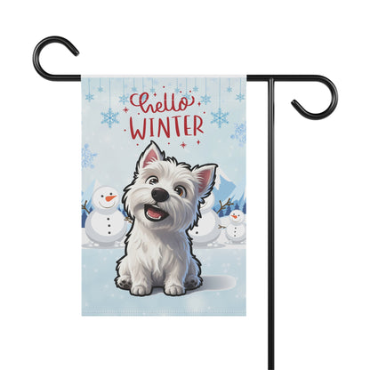 Westie Hello Winter Garden Banner