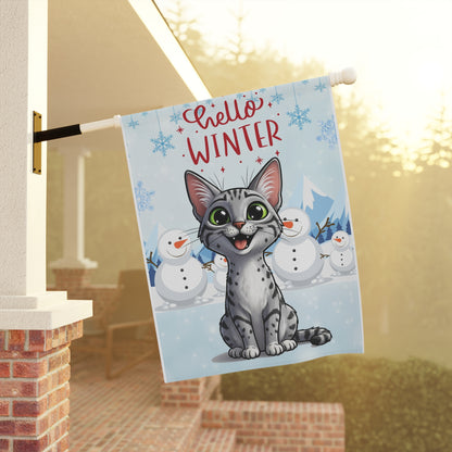Egyptian Mau Hello Winter Garden Banner