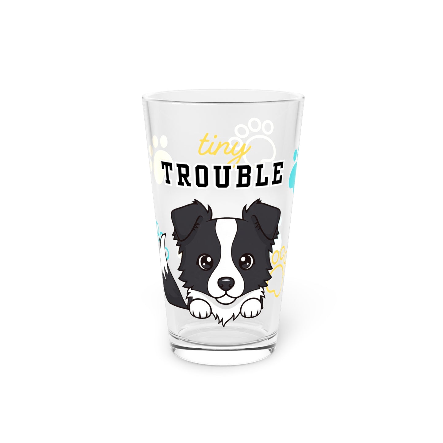 Border Collie Tiny Trouble Pint Glass