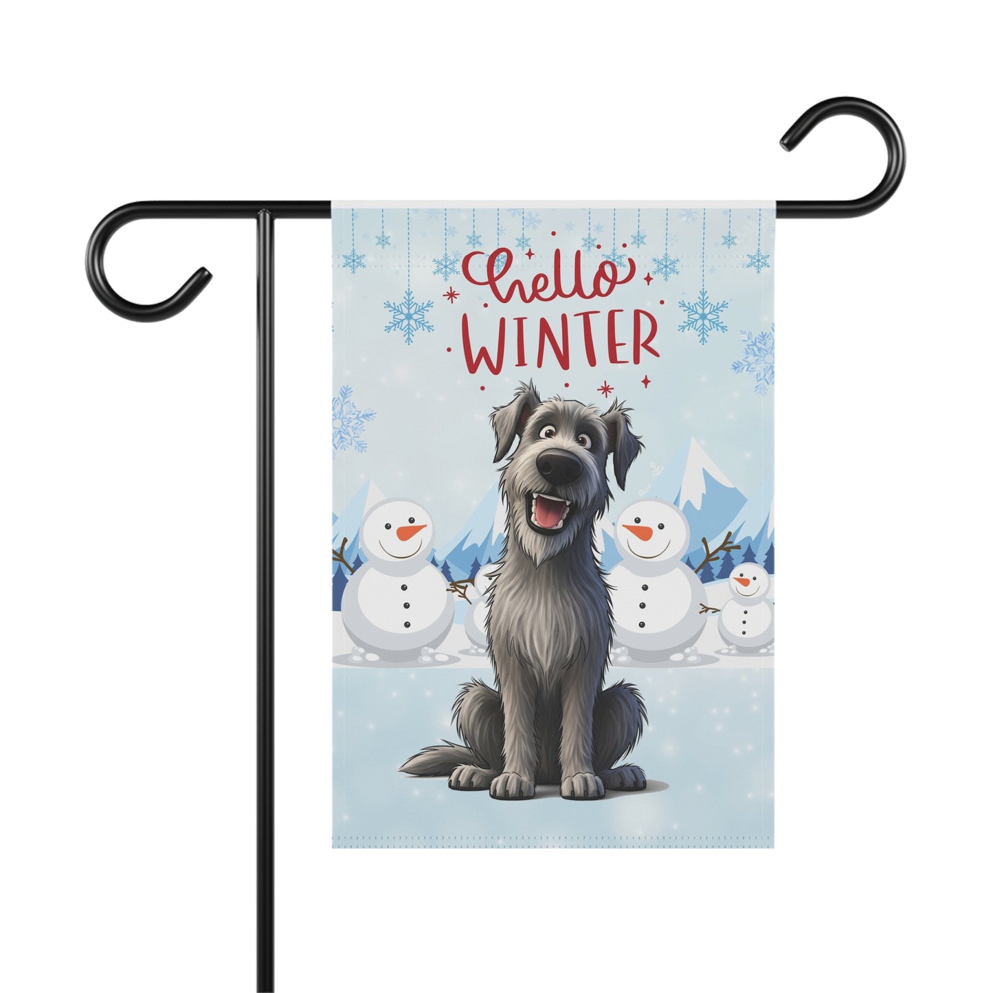 Irish Wolfhound Hello Winter Garden Banner