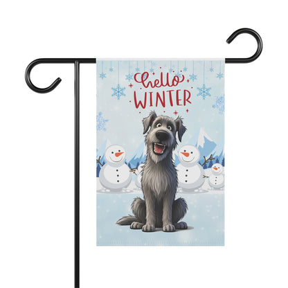 Irish Wolfhound Hello Winter Garden Banner