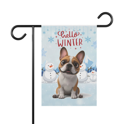 Frenchie Hello Winter Garden Banner