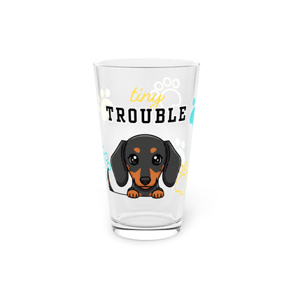 Dacshund Tiny Trouble Pint Glass