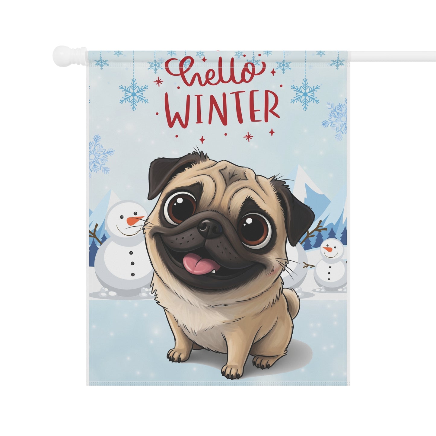 Pug Hello Winter Garden Banner