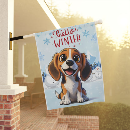 Beagle Hello Winter Garden Banner