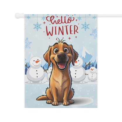 Labrador Hello Winter Garden Banner