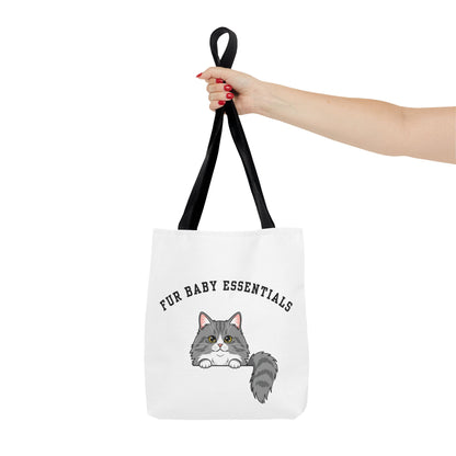 Long hair bi-color gray cat FurBaby Tote Bag