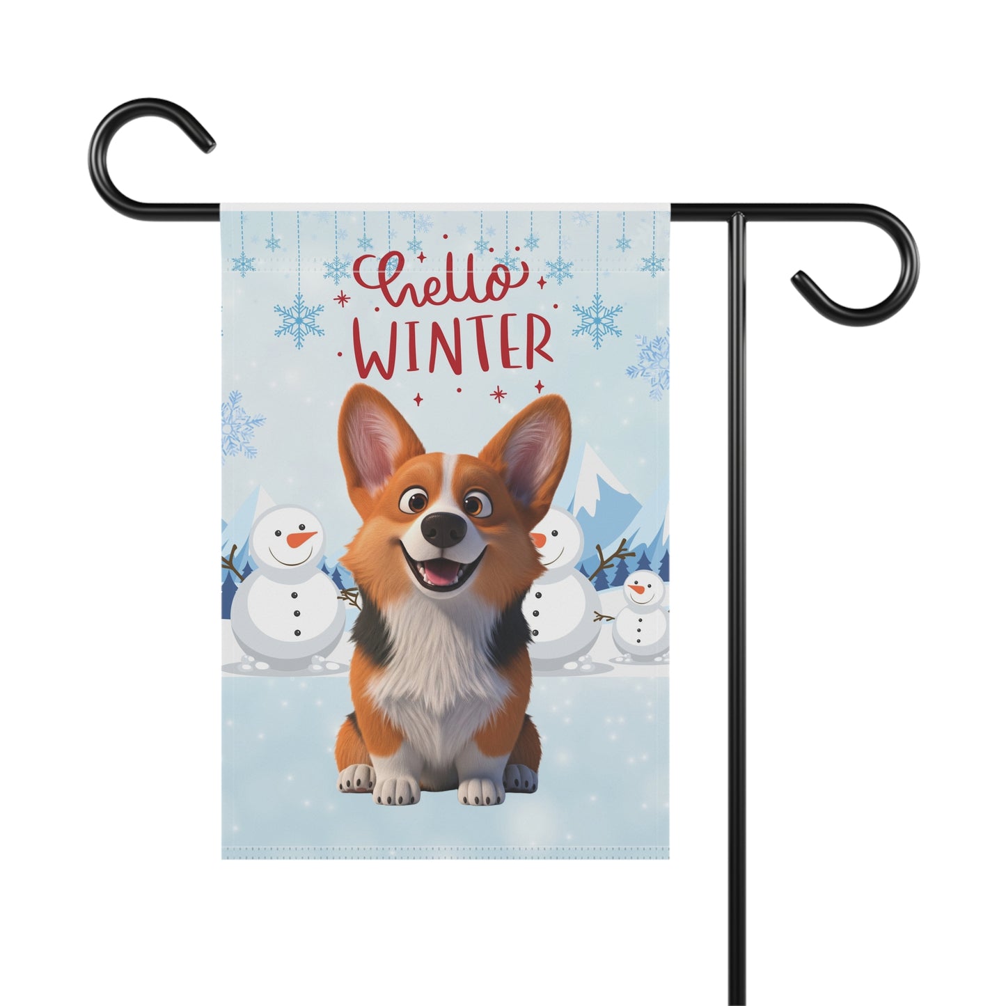 Corgi Hello Winter Garden Banner