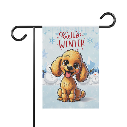 Poodle Hello Winter Garden Banner