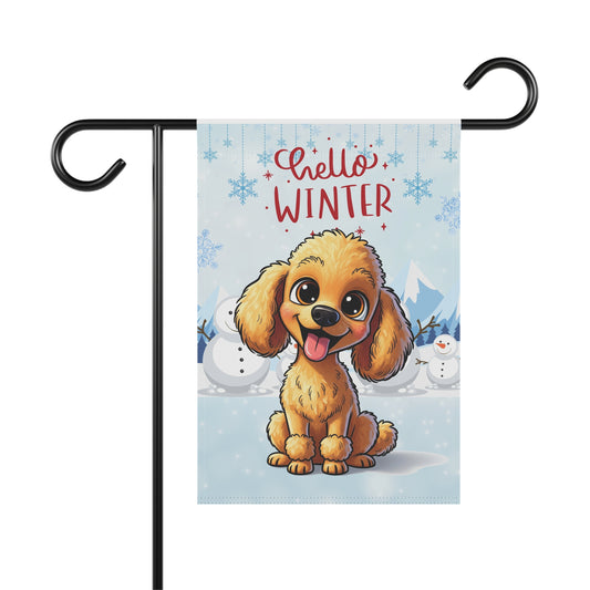 Poodle Hello Winter Garden Banner