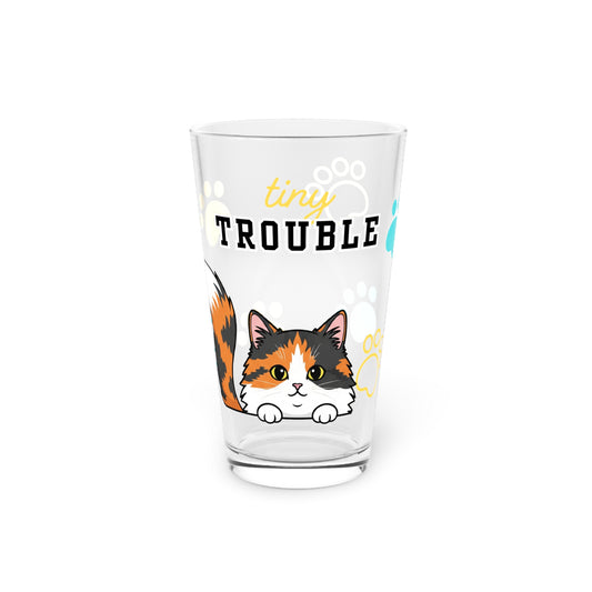 Long hair calico cat Tiny Trouble Pint Glass