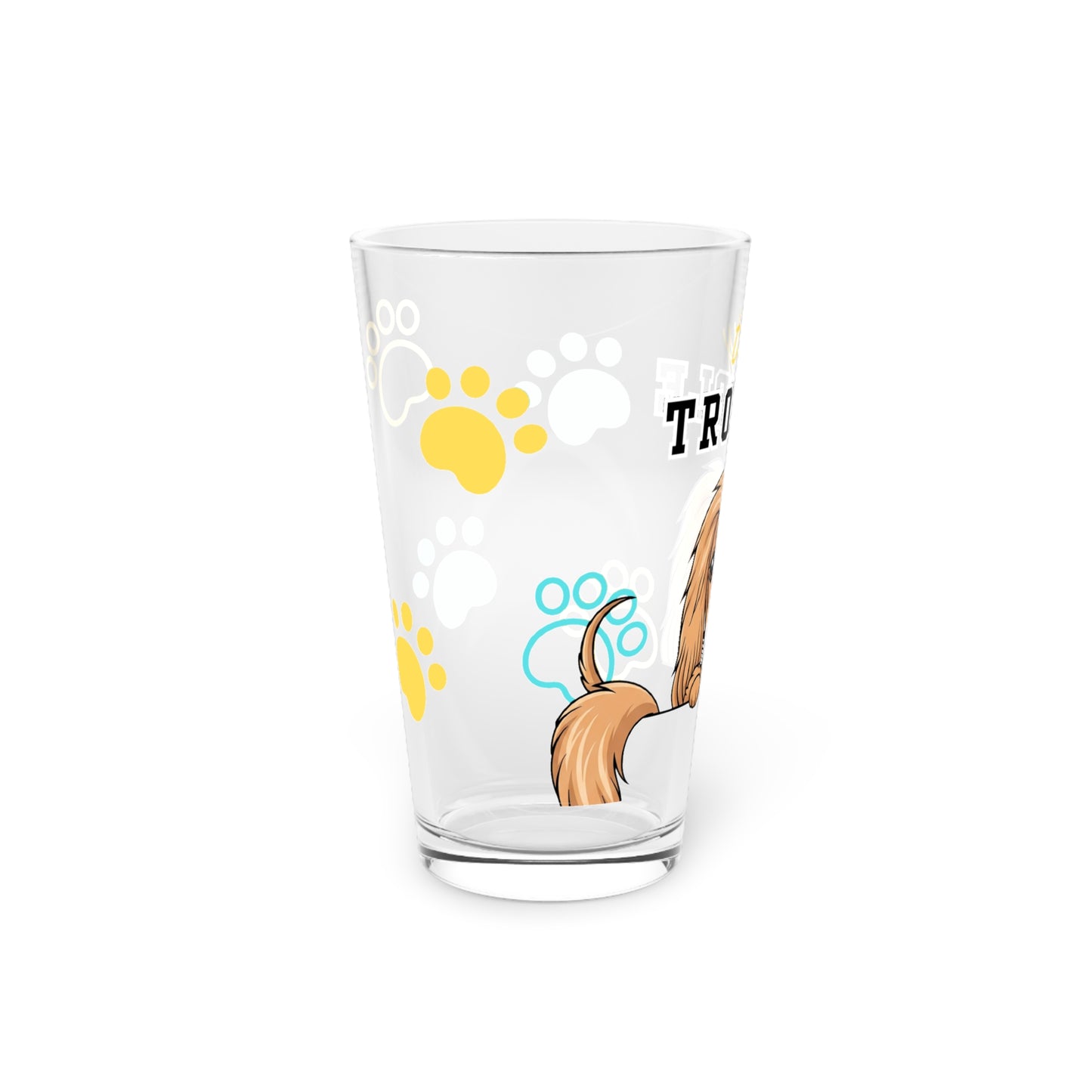 Afghan Hound Tiny Trouble Pint Glass