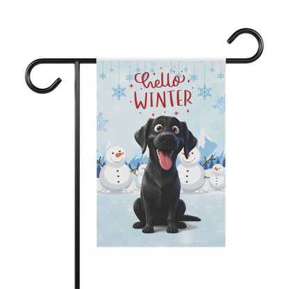 Labrador Hello Winter Garden Banner