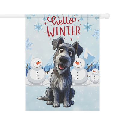 Scottish Deerhound Hello Winter Garden Banner