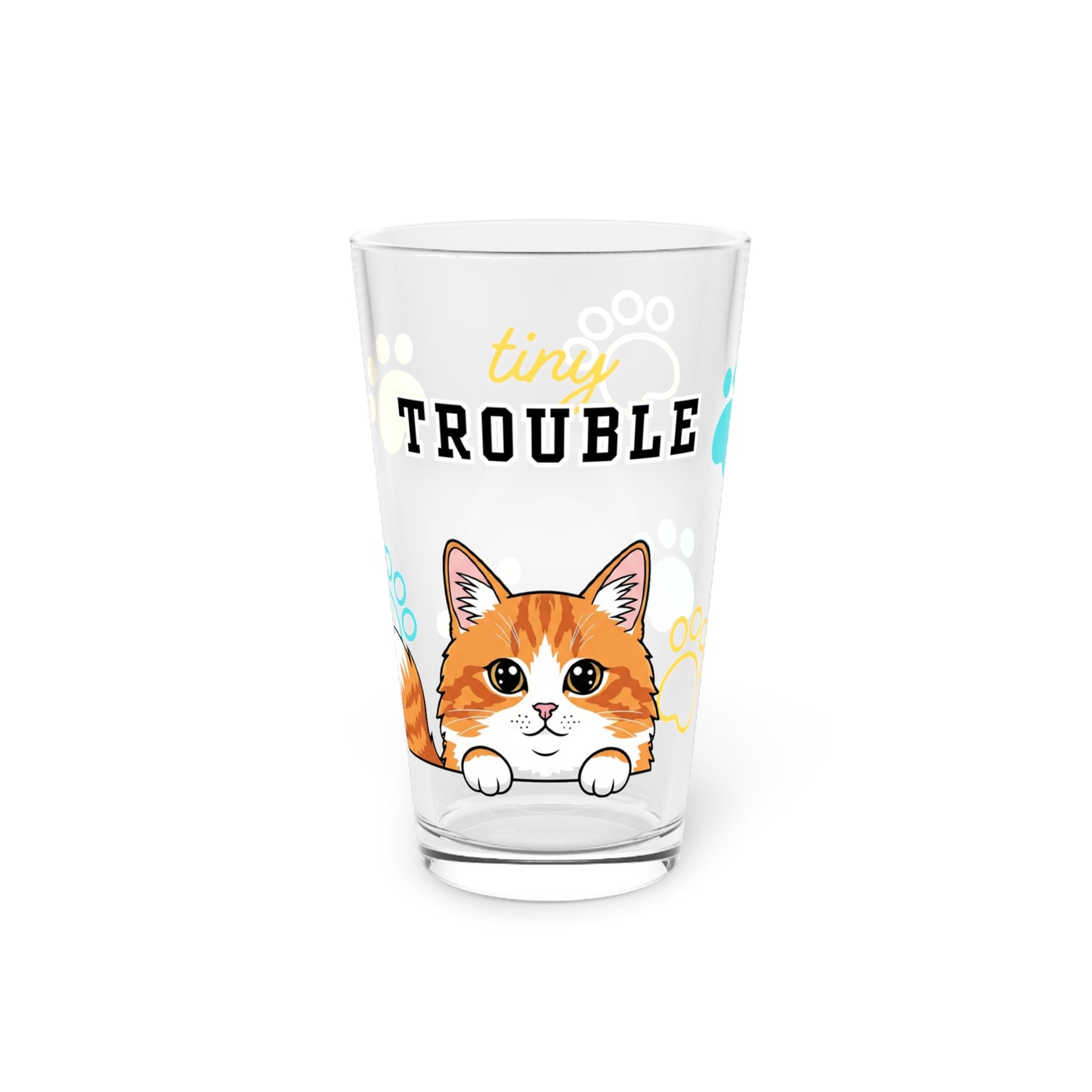 Long hair bi-color orange cat Tiny Trouble Pint Glass