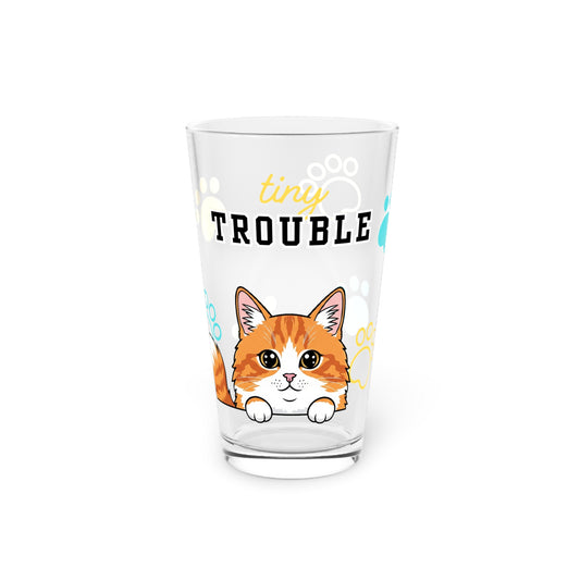 Long hair bi-color orange cat Tiny Trouble Pint Glass