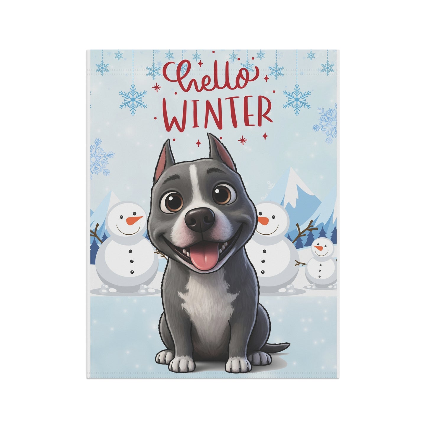 Staffy Hello Winter Garden Banner