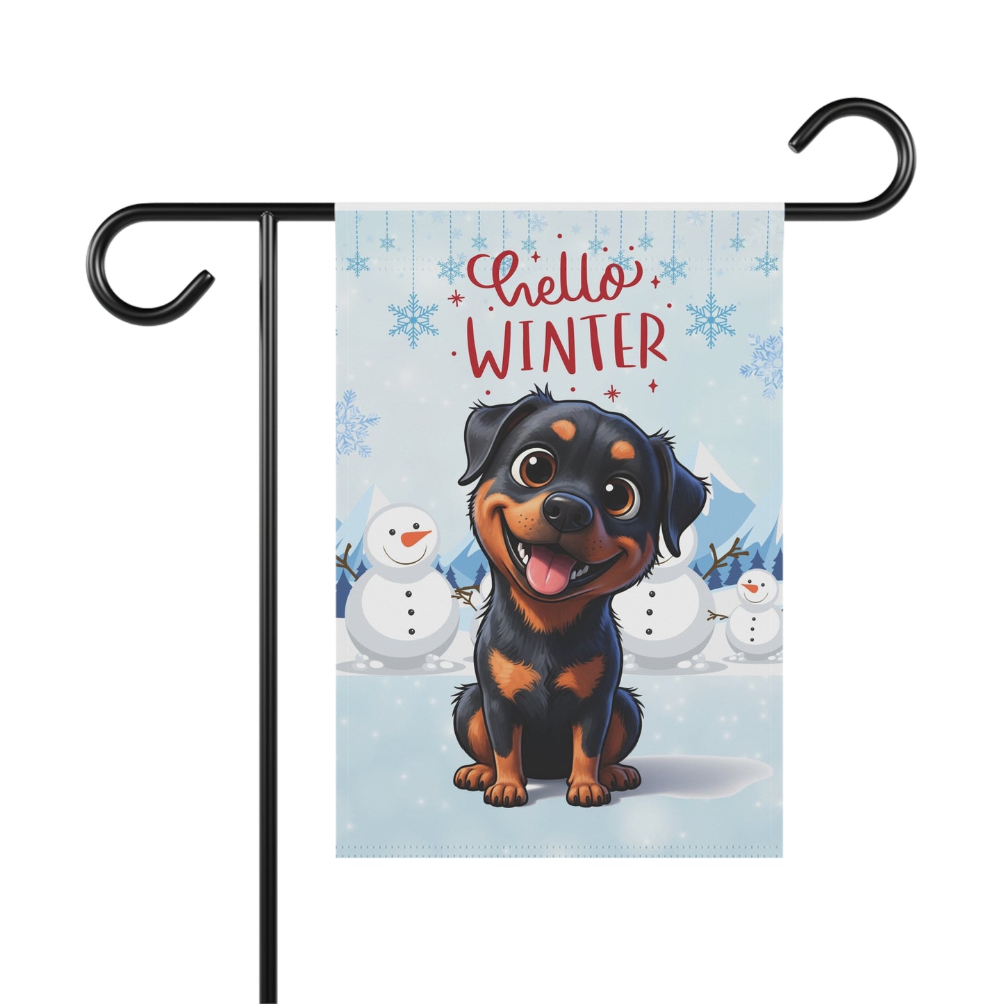 Rottweiler Hello Winter Garden Banner
