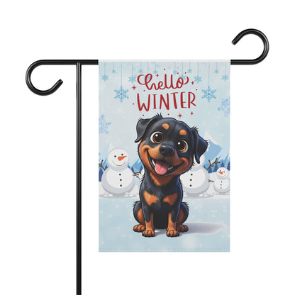 Rottweiler Hello Winter Garden Banner