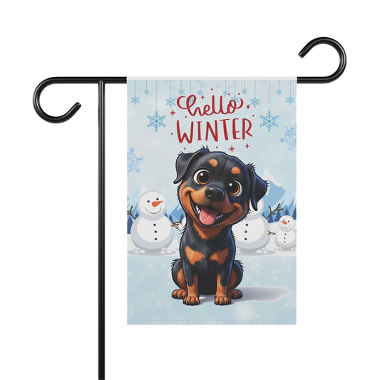Rottweiler Hello Winter Garden Banner