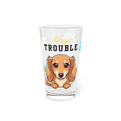 Dacshund Tiny Trouble Pint Glass