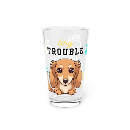 Dacshund Tiny Trouble Pint Glass