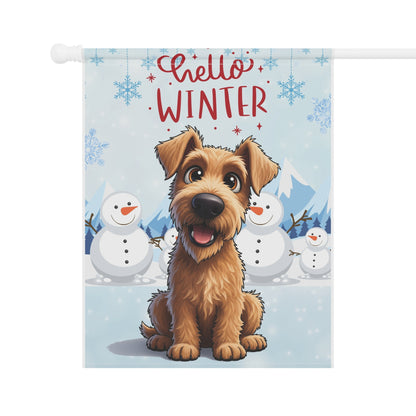 Irish Terrier Hello Winter Garden Banner